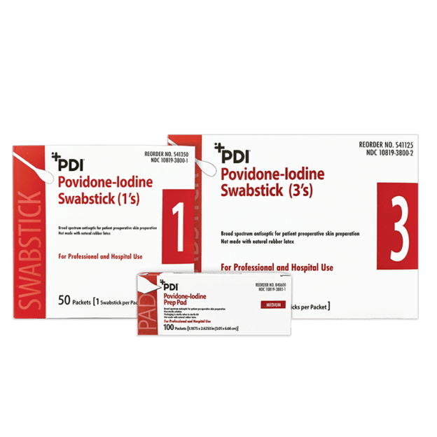 PDI 10% USP PVP-I Skin Antiseptic Swab and Swabsticks Image PDI 10% USP PVP-I Skin Antiseptic Swab and Swabsticks Image